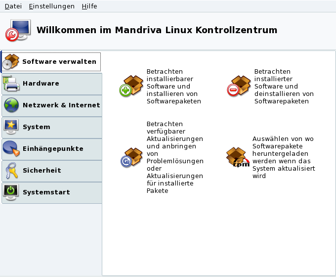 Software-Verwaltung im Mandriva Linux Kontrollzentrum