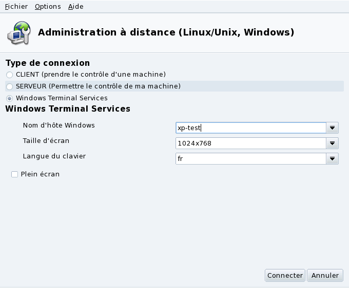 Options Windows Terminal Services