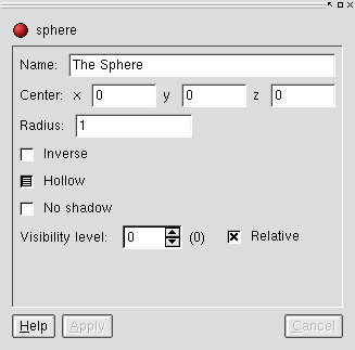 sphere Object Properties View